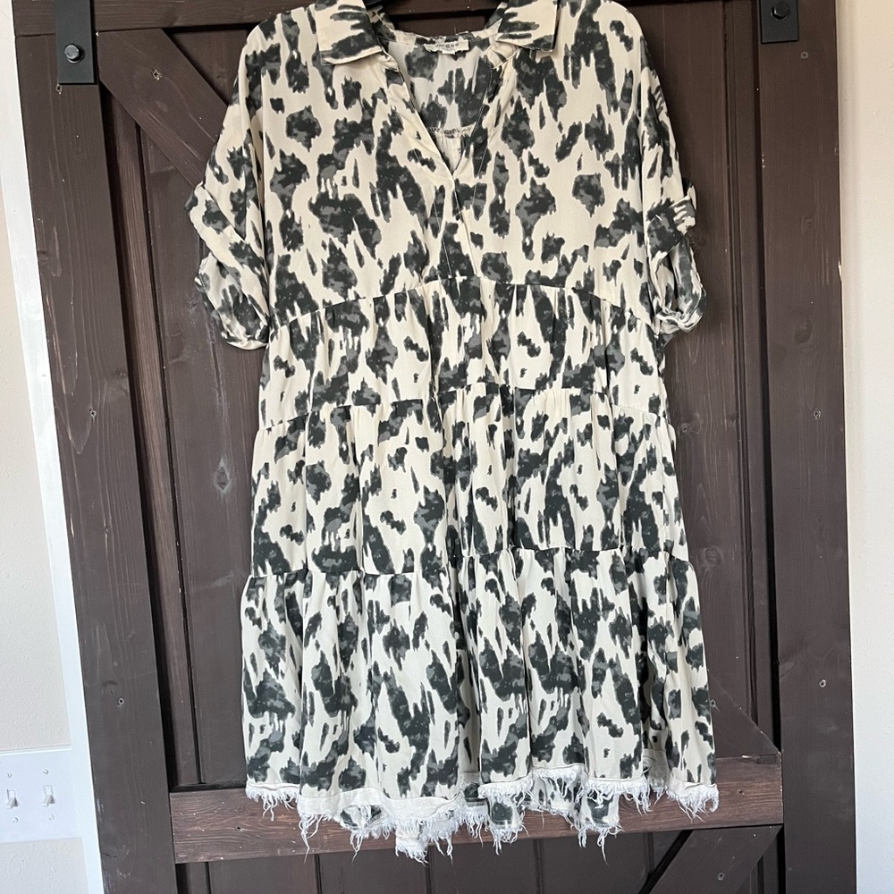 Chic Black and White Patterned Dress